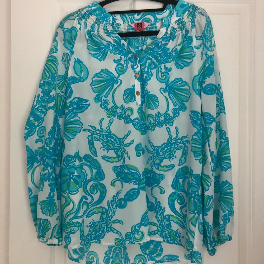 LILLY PULITZER SILK BLOUSE XS